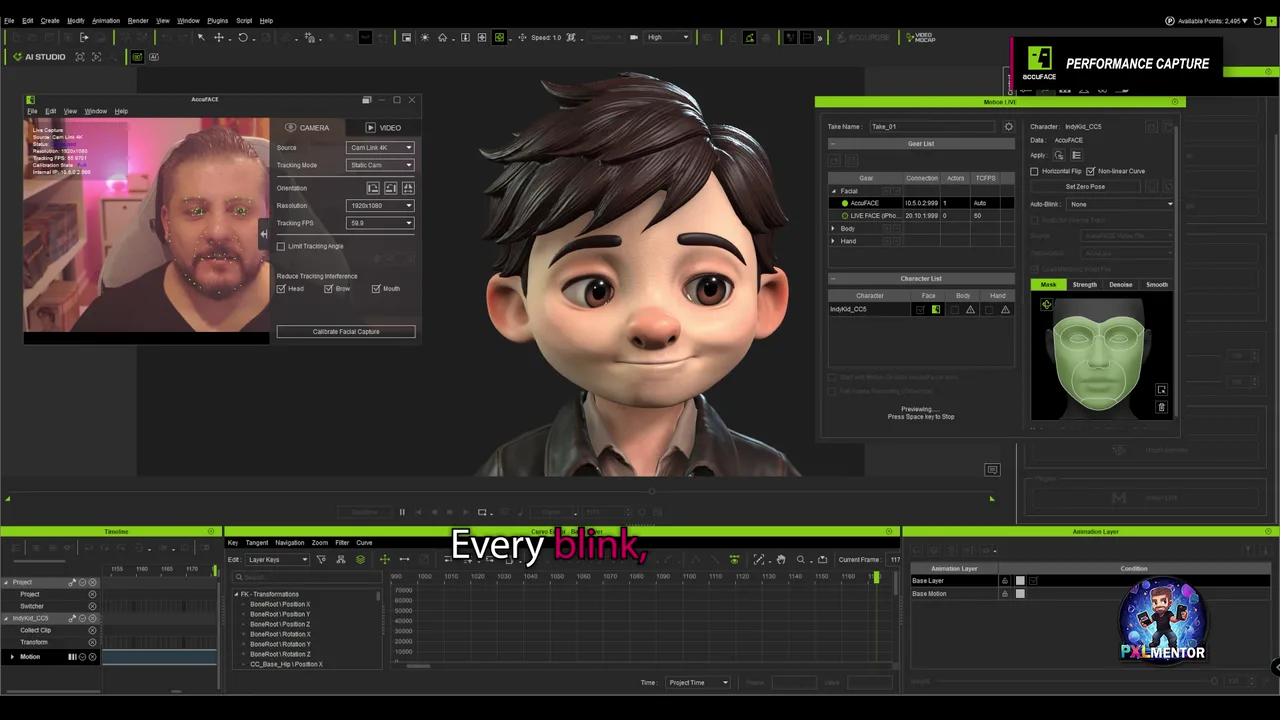 Performance capture with AccuFACE and iClone